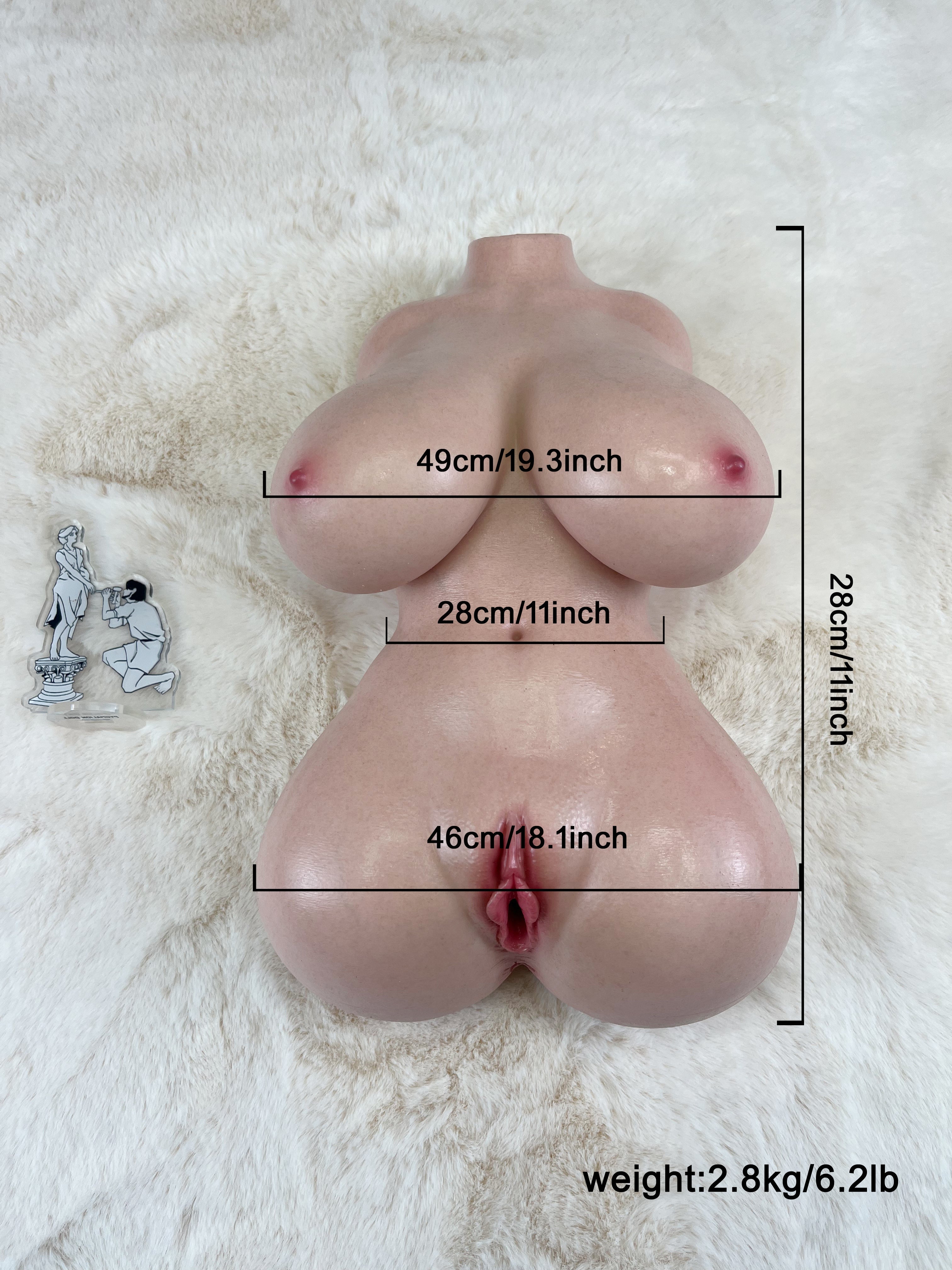 Free Shipping丨2.8kg/6.2lb Platinum Silicone 3-in-1 Mini Half Body Model with Dual Channels & Full Bust – Ultra-Realistic Skin Texture