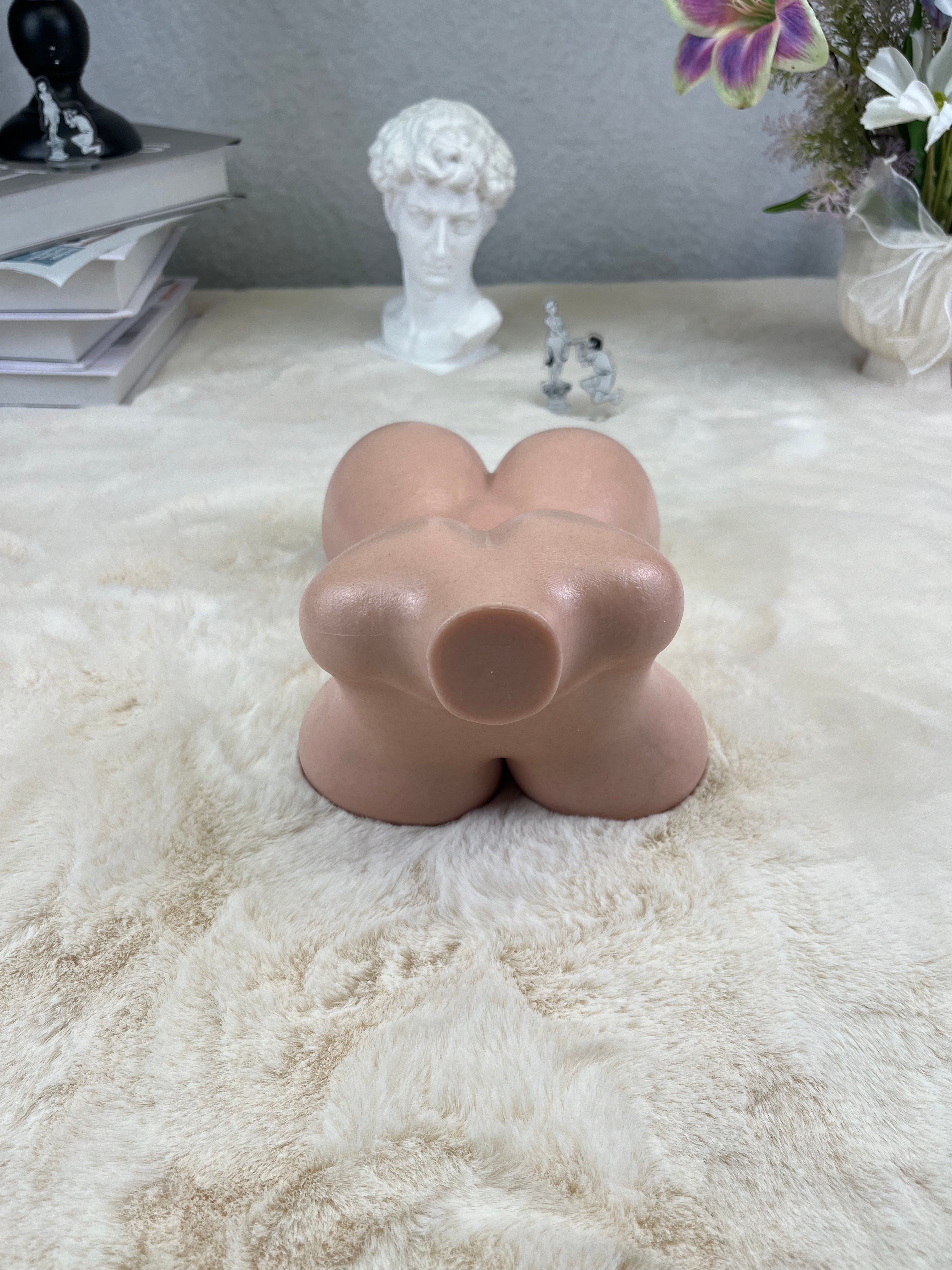 Free Shipping丨2.8kg/6.2lb Platinum Silicone 3-in-1 Mini Half Body Model with Dual Channels & Full Bust – Ultra-Realistic Skin Texture